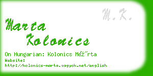 marta kolonics business card